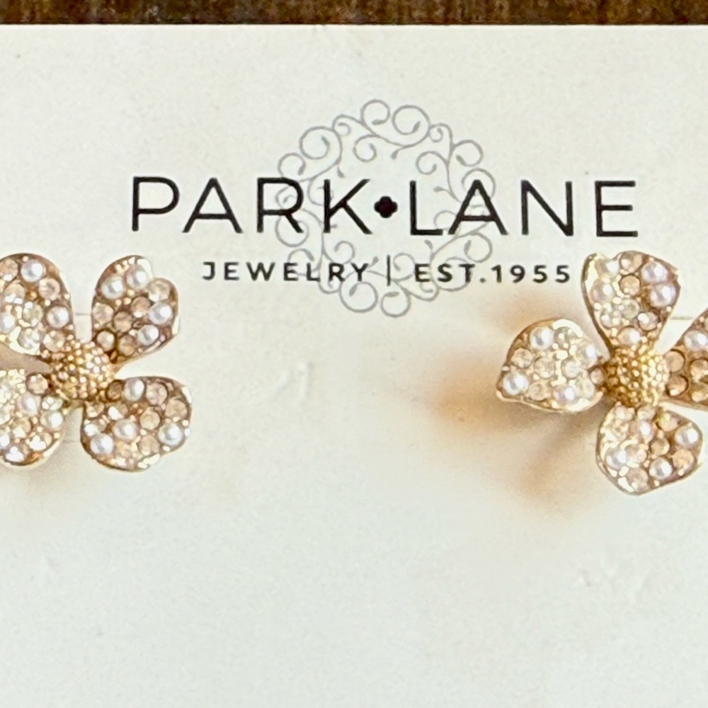 Park Lane Crystal Gold Floral Earrings - Picture 6 of 6